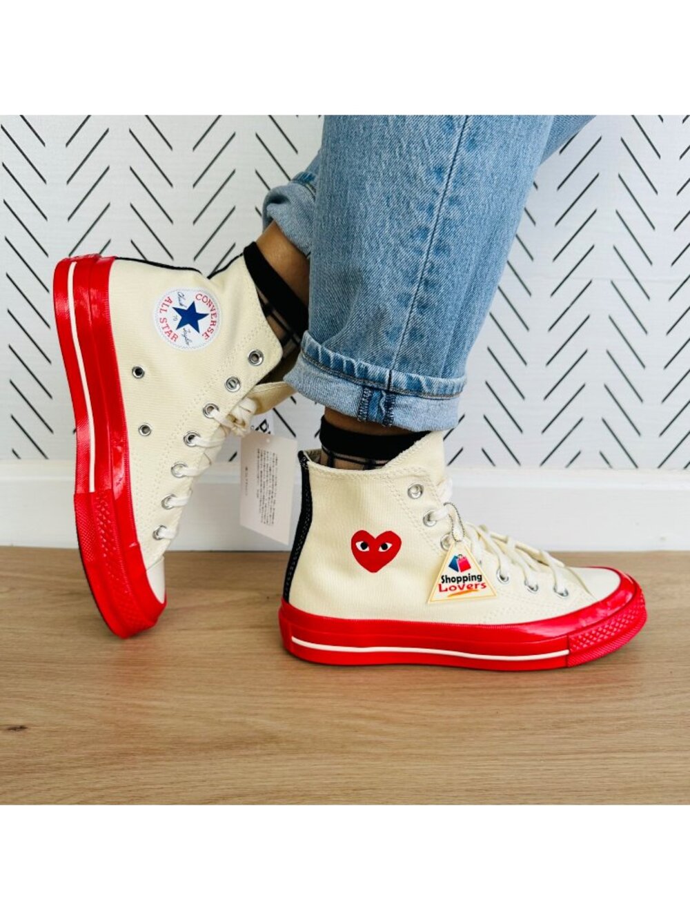 Converse Chuck70 Hi Comme des Garcons PLAY 10.5 Women Shoes Pristine Red A01794C